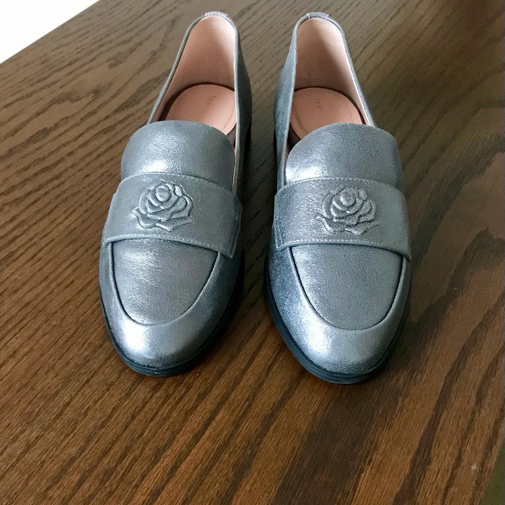 Taryn Rose “Blossom” Loafers, Metallic Gray, 9.5